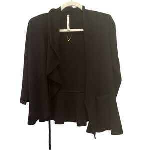 Women’s Black Wool & Cashmere Open Front Cardigan Sz XS Neutral Staple